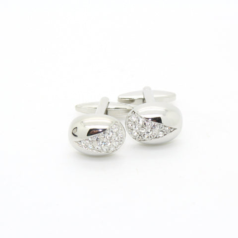 Silvertone Gemstone Cuff Links With Jewelry Box