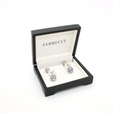 Silvertone Ball Gemstone Cuff Links With Jewelry Box - FHYINC