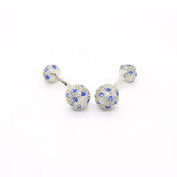 Silvertone Ball Gemstone Cuff Links With Jewelry Box - FHYINC