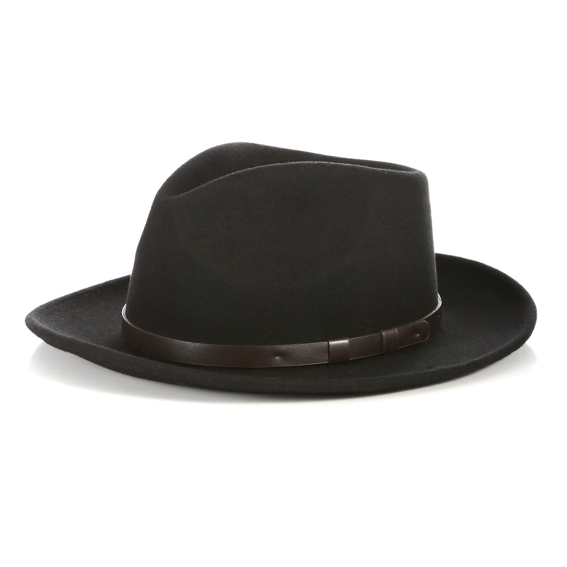 Crushable Fedora Hat in Black with Leather Band - FHYINC best men's suits, tuxedos, formal men's wear wholesale