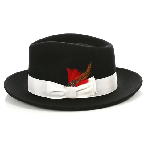 Crushable Fedora Hat in Black With White Band