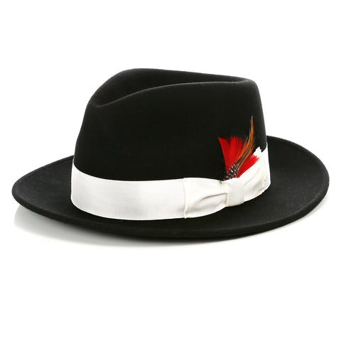 Crushable Black 100% Australian Wool Fedora Hat