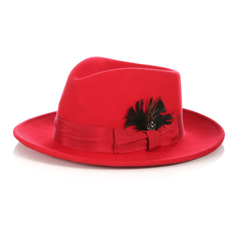 Crushable Red Fedora Hat