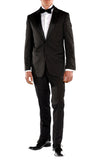 Black Slim Fit Peak Lapel 2pc Tuxedo - Crisp - FHYINC best men's suits, tuxedos, formal men's wear wholesale