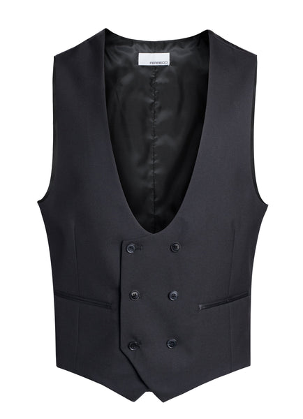 Cruz Mens Double Breasted Black Vest - FHYINC best men's suits, tuxedos, formal men's wear wholesale