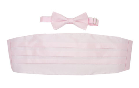 Satine Light Pink Bow Tie & Cummerbund Set
