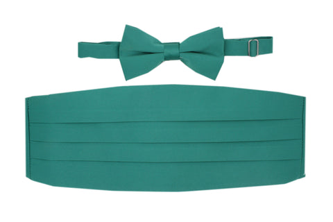 Satine Green Bow Tie & Cummerbund Set