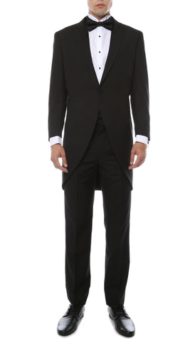 Mens Black Cutaway Regular Fit Tuxedo 2pc Suit