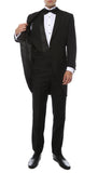 Mens Black Cutaway Regular Fit Tuxedo 2pc Suit - FHYINC best men's suits, tuxedos, formal men's wear wholesale