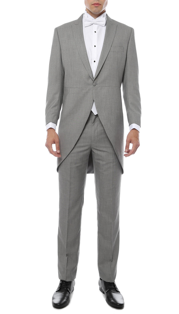 Mens Grey Cutaway Regular Fit Tuxedo 2pc Suit - FHYINC best men