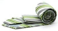 Mens Dads Classic Green Striped Pattern Business Casual Necktie & Hanky Set D-11 - FHYINC best men's suits, tuxedos, formal men's wear wholesale