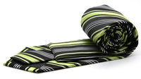 Mens Dads Classic Black Green Striped Pattern Business Casual Necktie & Hanky Set D-2 - FHYINC best men's suits, tuxedos, formal men's wear wholesale