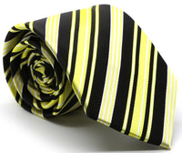 Mens Dads Classic Black Striped Pattern Business Casual Necktie & Hanky Set D-3 - FHYINC best men's suits, tuxedos, formal men's wear wholesale