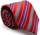 Mens Dads Classic Red Striped Pattern Business Casual Necktie & Hanky Set D-5 - FHYINC best men's suits, tuxedos, formal men's wear wholesale