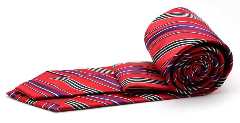 Mens Dads Classic Red Striped Pattern Business Casual Necktie & Hanky Set D-5 - FHYINC best men's suits, tuxedos, formal men's wear wholesale