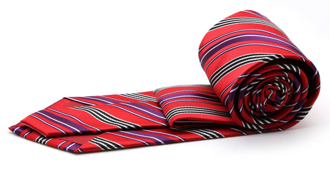 Mens Dads Classic Red Striped Pattern Business Casual Necktie & Hanky Set D-5