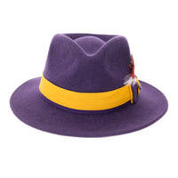 Grayson Fedora Crushable 100 % Australian Wool Traveler Two Tone Purple And Gold Bottom Hat