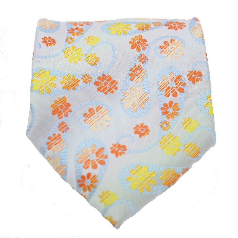 Mens Dads Classic Yellow Floral Pattern Business Casual Necktie & Hanky Set DF-2 - FHYINC best men's suits, tuxedos, formal men's wear wholesale