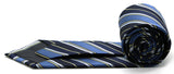 Mens Dads Classic Navy Striped Pattern Business Casual Necktie & Hanky Set DO-1 - FHYINC best men's suits, tuxedos, formal men's wear wholesale