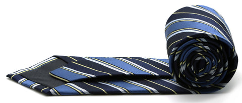 Mens Dads Classic Navy Striped Pattern Business Casual Necktie & Hanky Set DO-1