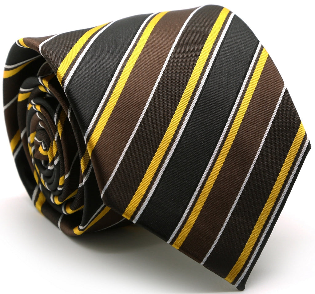 Mens Dads Classic Green Striped Pattern Business Casual Necktie & Hanky Set DO-3 - FHYINC best men