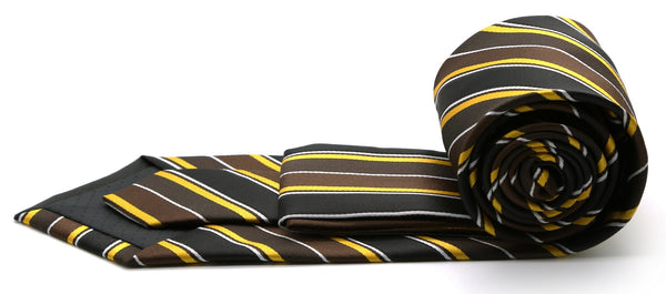 Mens Dads Classic Green Striped Pattern Business Casual Necktie & Hanky Set DO-3 - FHYINC best men's suits, tuxedos, formal men's wear wholesale