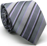 Mens Dads Classic Grey Striped Pattern Business Casual Necktie & Hanky Set DO-4 - FHYINC best men's suits, tuxedos, formal men's wear wholesale