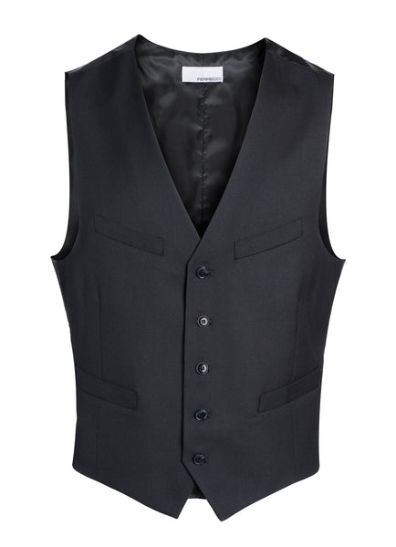 Drapper Mens 5 Button Black Vest - FHYINC best men's suits, tuxedos, formal men's wear wholesale