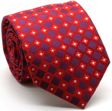 Mens Dads Classic Red Geometric Pattern Business Casual Necktie & Hanky Set E-10 - FHYINC best men's suits, tuxedos, formal men's wear wholesale