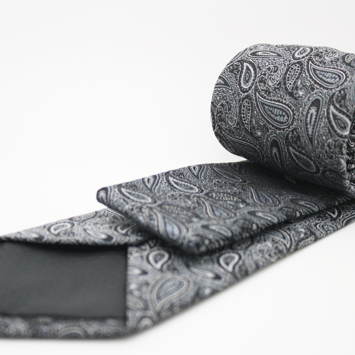 Mens Dads Classic Black Paisley Pattern Business Casual Necktie & Hanky Set EF-2 - FHYINC best men's suits, tuxedos, formal men's wear wholesale