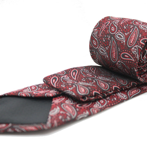 Mens Dads Classic Red Paisley Pattern Business Casual Necktie & Hanky Set EF-3