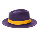 Grayson Fedora Crushable 100 % Australian Wool Traveler Two Tone Purple And Gold Bottom Hat