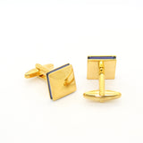 Goldtone Square Blue Lining Cuff Links With Jewelry Box - FHYINC
