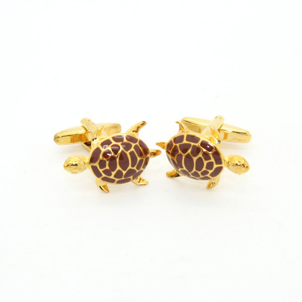 Goldtone Turtle Cuff Links With Jewelry Box - FHYINC
