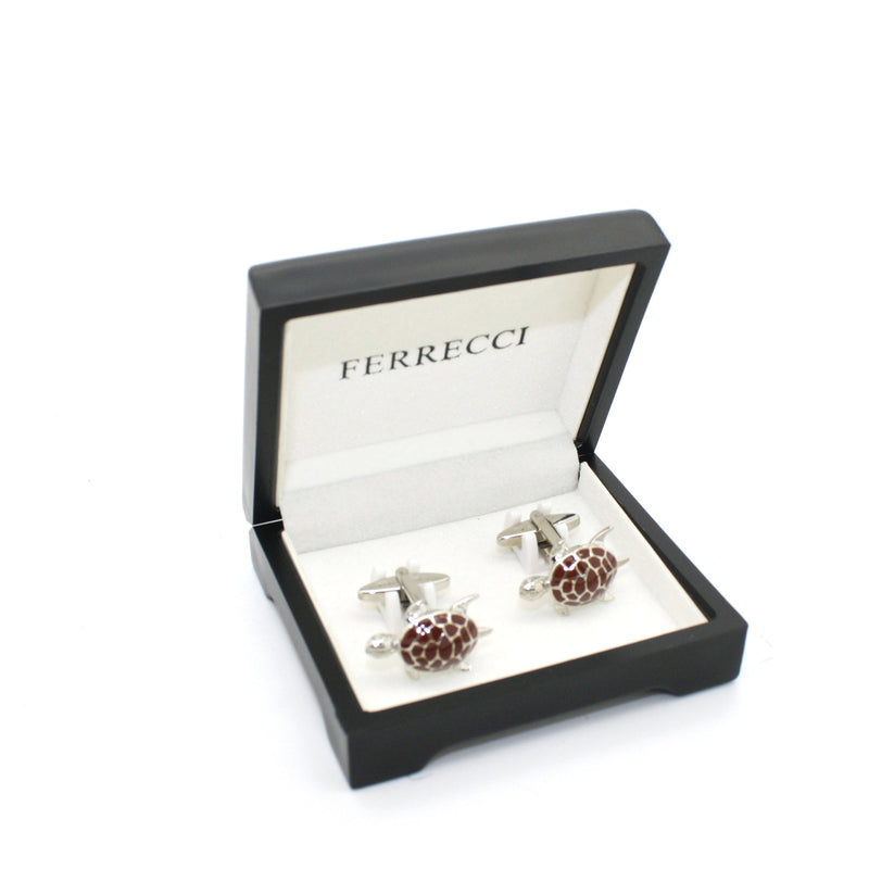 Silvertone Turtle Cuff Links With Jewelry Box - FHYINC