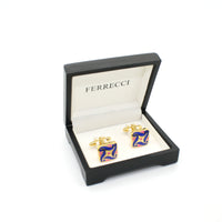Goldtone Purple Swirl Cuff Links With Jewelry Box - FHYINC