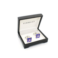 Silvertone Purple Swirl Cuff Links With Jewelry Box - FHYINC