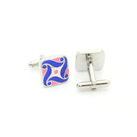 Silvertone Purple Swirl Cuff Links With Jewelry Box - FHYINC