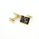 Goldtone Black Dot Design Cuff Links With Jewelry Box - FHYINC