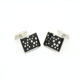 Silvertone Black Dot Design Cuff Links With Jewelry Box - FHYINC