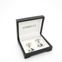 Silvertone Black & White Cuff Links With Jewelry Box - FHYINC