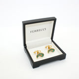 Goldtone Paisley Design Cuff Links With Jewelry Box - FHYINC