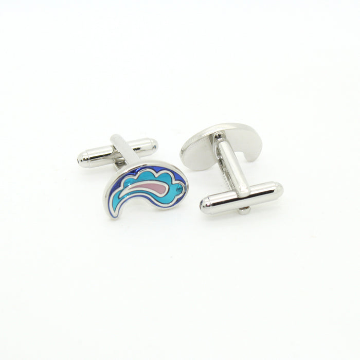 Silvertone Paisley Design Cuff Links With Jewelry Box - FHYINC