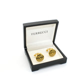 Goldtone Round Cuff Links With Jewelry Box - FHYINC