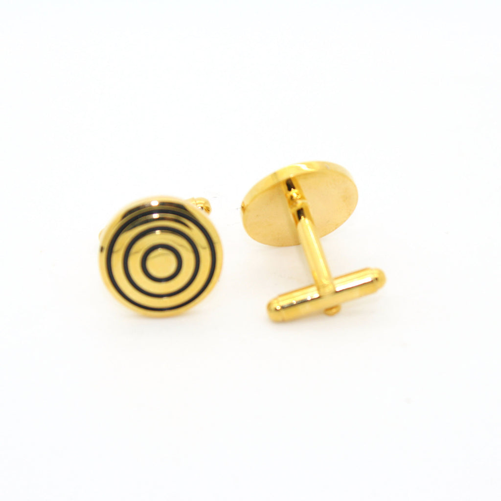 Goldtone Round Cuff Links With Jewelry Box - FHYINC