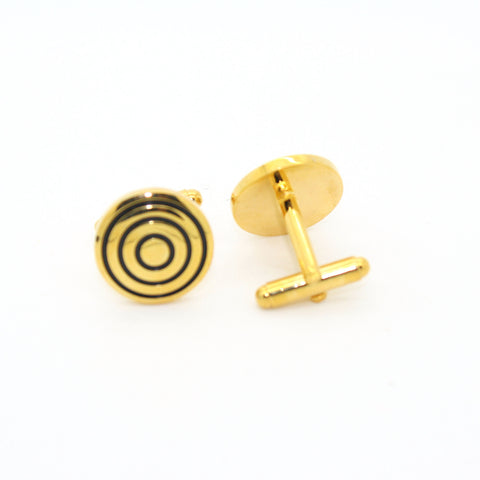 Goldtone Round Cuff Links With Jewelry Box