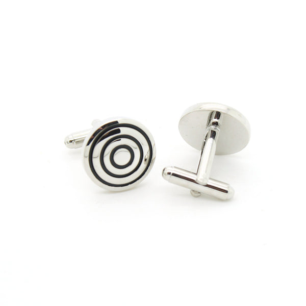 Silvertone Round Cuff Links With Jewelry Box - FHYINC