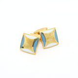 Goldtone Sky Blue Cuff Links With Jewelry Box - FHYINC