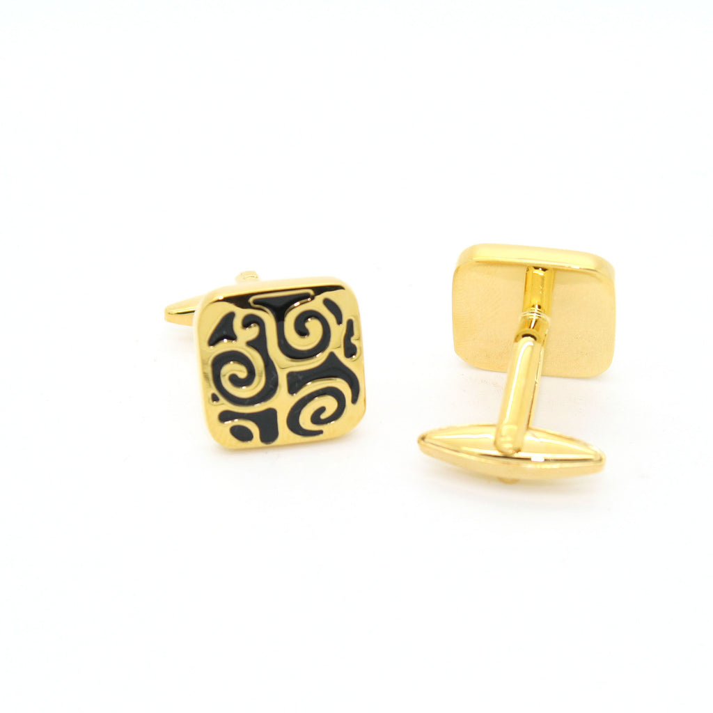 Goldtone Black#2 Design Cuff Links With Jewelry Box - FHYINC