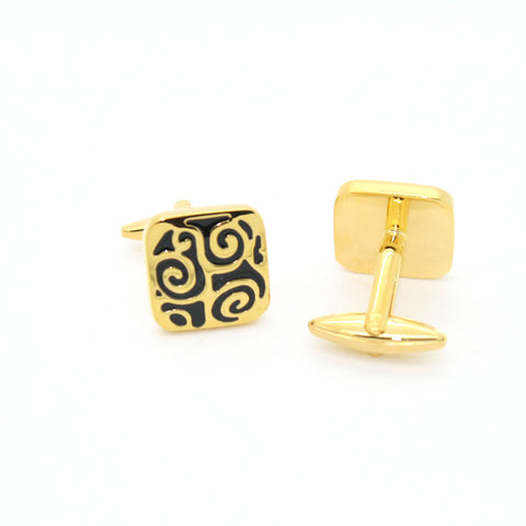 Goldtone Black#2 Design Cuff Links With Jewelry Box
